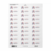 4 juli rood wit blauw retouradreslabel etiket (Full Sheet)