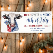 4 juli Rood Wit Blauw Schattige Patriottische Koe Spandoek