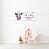 4 juli Rood Wit Blauw Schattige Patriottische Koe Spandoek (Insitu)