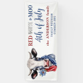 4 juli Rood Wit Blauw Schattige Patriottische Koe Spandoek (Verticaal)