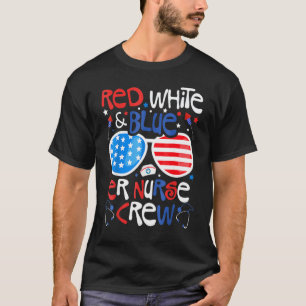 4 juli rood wit blauw SEH-verpleegster team patrio T-shirt