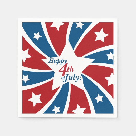 4 juli Rood Wit Blauw Sterren en Strepen Servetten (Voorkant)