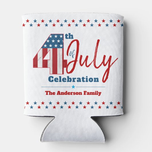 4 juli Rood Wit Blauw Sterren USA Vlag Patriottisc Blikjeskoeler (Achterkant)