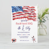 4 juli Rood Wit Blauw USA BBQ-feest Kaart (Staand voorkant)