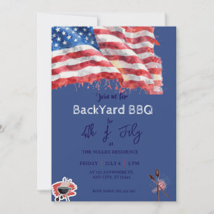 4 juli Rood Wit Blauw USA BBQ-feest Kaart