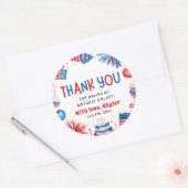 4 juli Rood Wit Blauw Verjaardag Bedankt Ronde Sticker (Envelop)