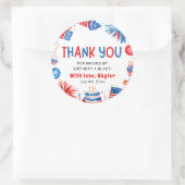 4 juli Rood Wit Blauw Verjaardag Dank u Ronde Sticker (Tas)