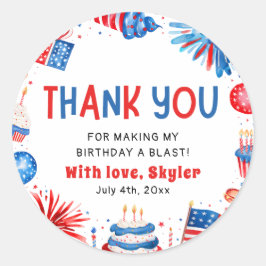 4 juli Rood Wit Blauw Verjaardag Dank u Ronde Sticker