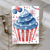 4 juli Rood Wit Blauw Verjaardag Uitnodiging