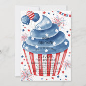 4 juli Rood Wit Blauw Verjaardag Uitnodiging (Voorkant)