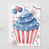 4 juli Rood Wit Blauw Verjaardag Uitnodiging (Achterkant)