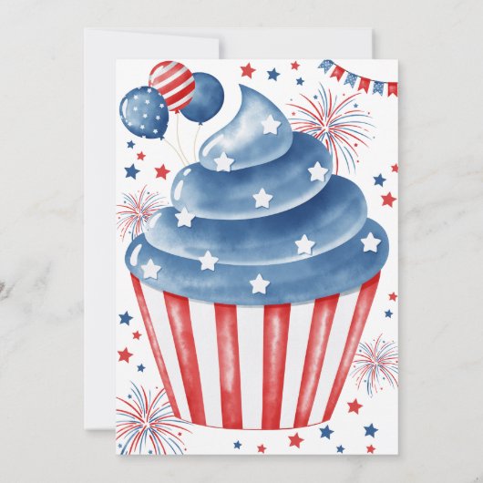 4 juli Rood Wit Blauw Verjaardag Uitnodiging (Achterkant)