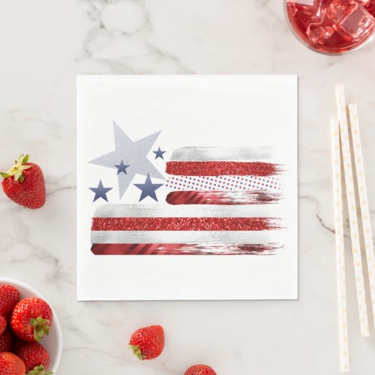 4 juli, rood, wit, blauw vierkant papier servet. servet (Insitu)