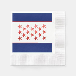 4 juli rood, wit, blauw, vlag, sterren, servet