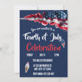 4 juli Rood Wit Blauw Vuurwerk Feest  Kaart (Voorkant)