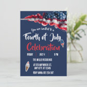 4 juli Rood Wit Blauw Vuurwerk Feest  Kaart (Staand voorkant)