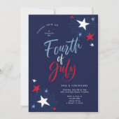4 juli Rood Wit Blauw Vuurwerkfeest Kaart (Voorkant)