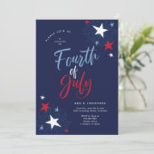 4 juli Rood Wit Blauw Vuurwerkfeest Kaart (Staand voorkant)