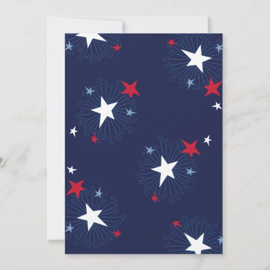 4 juli Rood Wit Blauw Vuurwerkfeest Kaart (Achterkant)