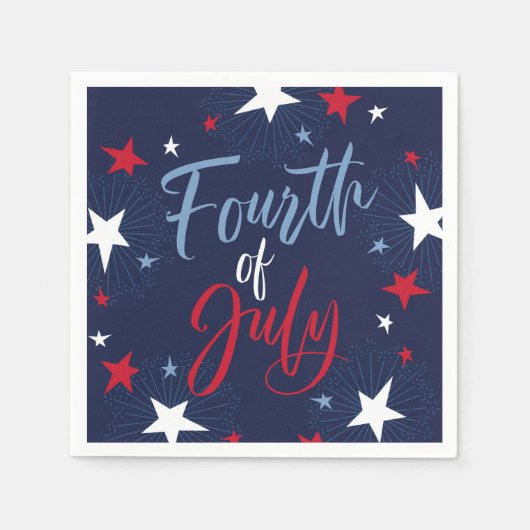 4 juli Rood Wit Blauw Vuurwerkfeest Servet (Voorkant)