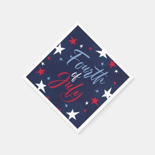 4 juli Rood Wit Blauw Vuurwerkfeest Servet (Hoek)