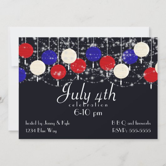 4 juli rood wit blauw Wereldbol lantaarns Kaart (Voorkant)