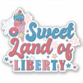 4 juli Rood Wit Blauw Zoet Land Vrijheid Amerika Sticker (Voorkant)