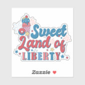 4 juli Rood Wit Blauw Zoet Land Vrijheid Amerika Sticker (Vel)