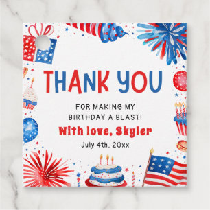 4 juli Rood Wit Blauw Zomer Verjaardagsfeest Bedankjes Labels