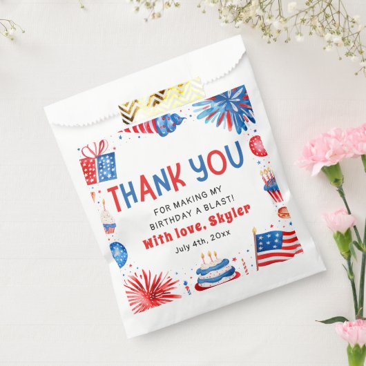 4 juli Rood Wit Blauw Zomer Verjaardagsfeest Bedankzakje (Gezegeld)