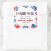 4 juli Rood Wit Blauw Zomer Verjaardagsfeest Vierkante Sticker (Tas)