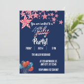 4 juli Rood Wit Blauwe Vuurwerk Feest Kaart (Staand voorkant)