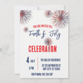 4 juli Rood Wit Blauwe Vuurwerk Feest  Kaart (Voorkant)
