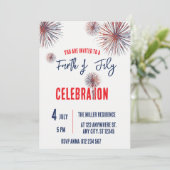 4 juli Rood Wit Blauwe Vuurwerk Feest  Kaart (Staand voorkant)