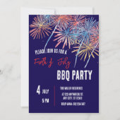 4 juli Rood Wit Blauwe Vuurwerk Feest Kaart (Voorkant)