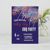 4 juli Rood Wit Blauwe Vuurwerk Feest Kaart (Staand voorkant)