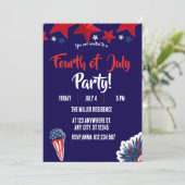 4 juli Rood Wit Blauwe Vuurwerk Feest Kaart (Staand voorkant)