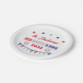 4 juli Rood wit en BBQ familienaam patriotic Papieren Bordje (Gekanteld)