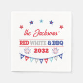4 juli Rood wit en BBQ familienaam patriotic Servet (Voorkant)