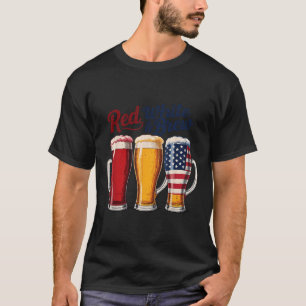 4 juli rood wit en bier brouw T-shirt grappig Am