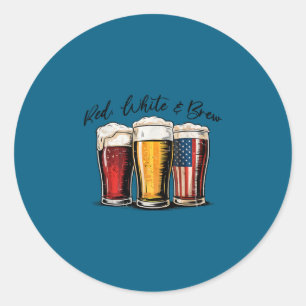 4 juli rood wit en bier brouwen Amerikaanse grap Ronde Sticker