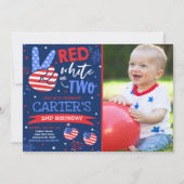 4 juli rood wit en blauw 2e verjaardag kaart (Voorkant)