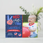 4 juli rood wit en blauw 2e verjaardag kaart (Staand voorkant)