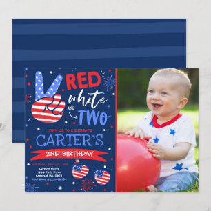 4 juli rood wit en blauw 2e verjaardag kaart