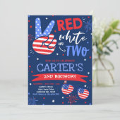 4 juli rood wit en blauw 2e verjaardag kaart (Staand voorkant)