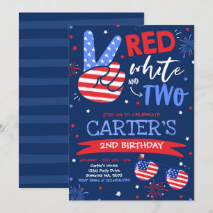 4 juli rood wit en blauw 2e verjaardag kaart