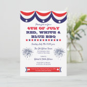4 juli Rood Wit en Blauw BBQ Uitnodiging (Staand voorkant)