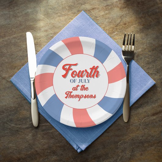 4 juli Rood Wit en Blauw Custom Papieren Bordje