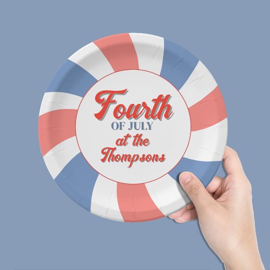4 juli Rood Wit en Blauw Custom Papieren Bordje