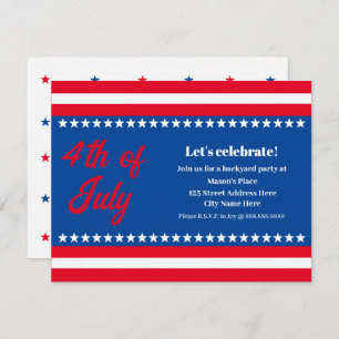 4 juli rood wit en blauw feest kaart
